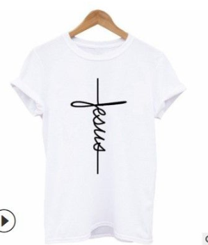 Unisex Vertical Jesus Cross Religious  T-shirt - White / 4XL