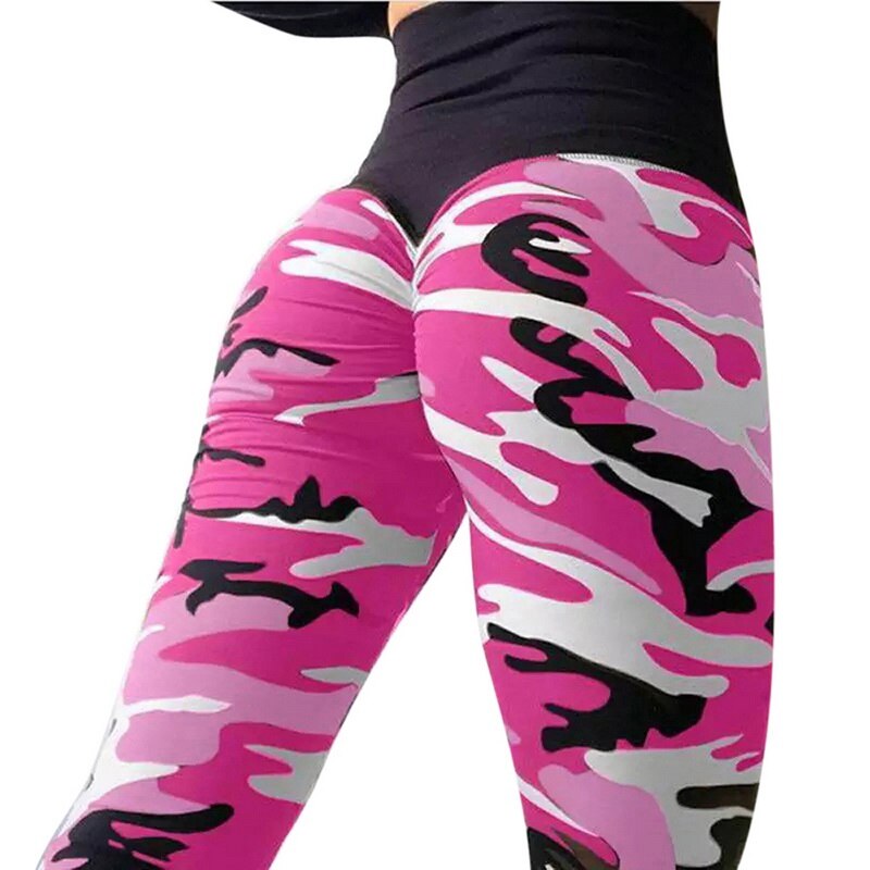 Camo Leggings - pink / Waist-66.76cm/25.98-29.92in, Length-93cm/36.61in