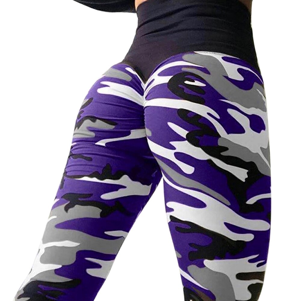 Camo Leggings - purple / Waist-58-66cm/22.83-25.98in, Length-91cm/35.83in