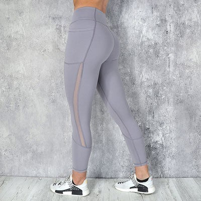 Sport Yoga Pants / Leggings with Pocket - Gray Yoga Pants / Length- 88cm/34.6in, Waist- 62cm/24.4in