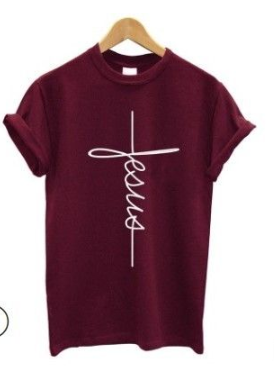 Unisex Vertical Jesus Cross Religious  T-shirt