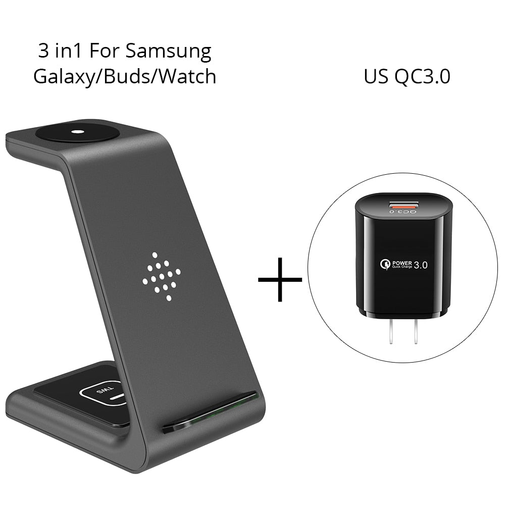 Qi 3 in 1 Wireless Charging Station - Samsung US Adapter