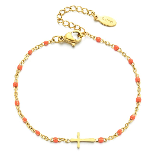 Boho Thin Style Christian Bracelet - orange