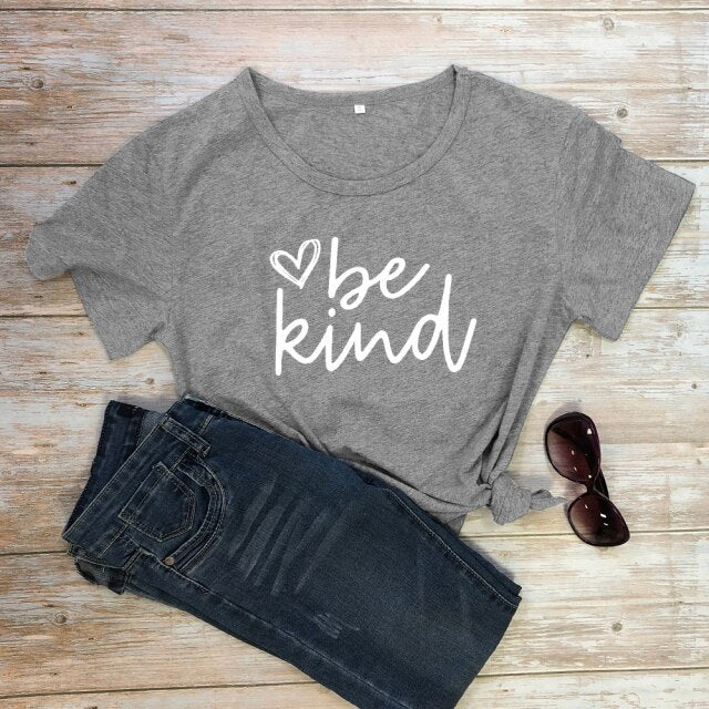 Be Kind Heart Scripture Women’s T-shirt - dark gray-white text / XXXL / China - dark gray-white text / XXL / China - dark gray-white text / XL / China - dark gray-white text / L / China - dark gray-white text / M / China - dark gray-white text / S / China