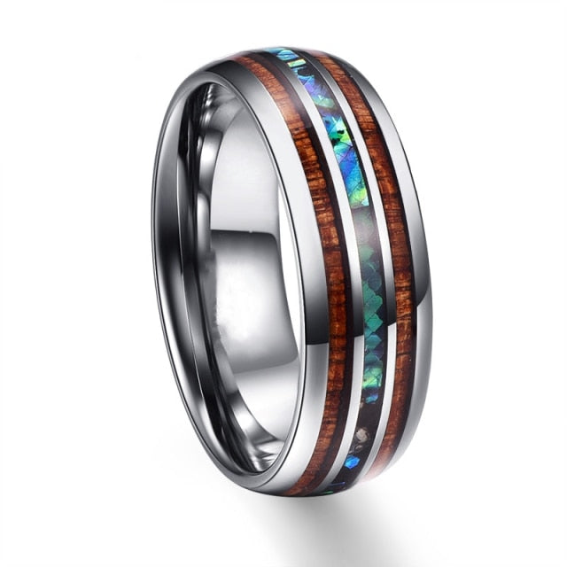 8mm Fashion Luxury Carbide Ring / Wood Inlay - 6 / A - 10 / A - 9 / A - 8 / A - 7 / A - 13 / A - 12 / A - 11 / A