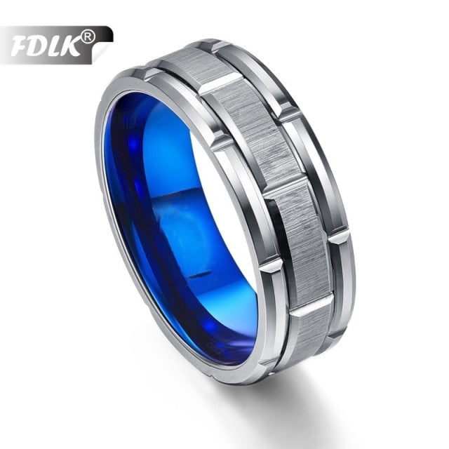 8mm Fashion Luxury Carbide Ring / Wood Inlay