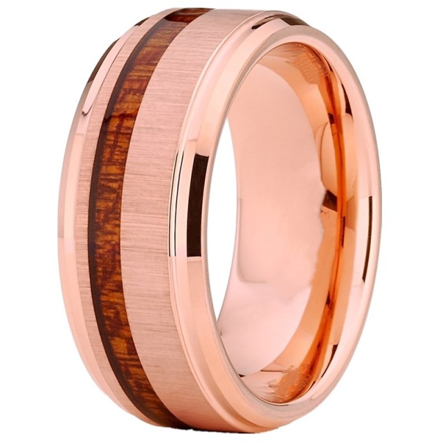 8mm Fashion Luxury Carbide Ring / Wood Inlay