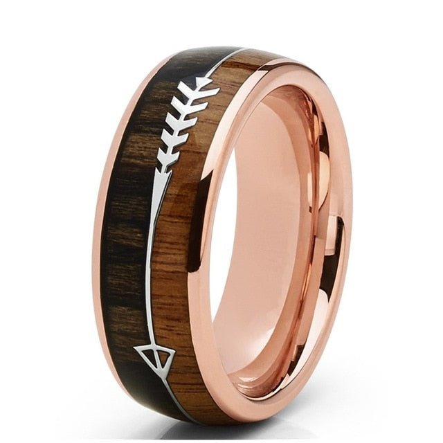 8mm Fashion Luxury Carbide Ring / Wood Inlay