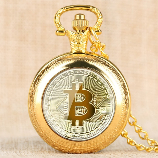 Bitcoin Design Pocket Watch - gold