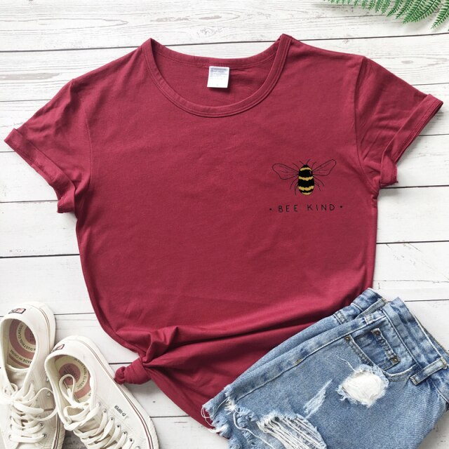 Bee Kind T-shirt Ship - burgundy / XXXL / China - burgundy / XL / China - burgundy / XXL / China - burgundy / M / China - burgundy / L / China - burgundy / S / China