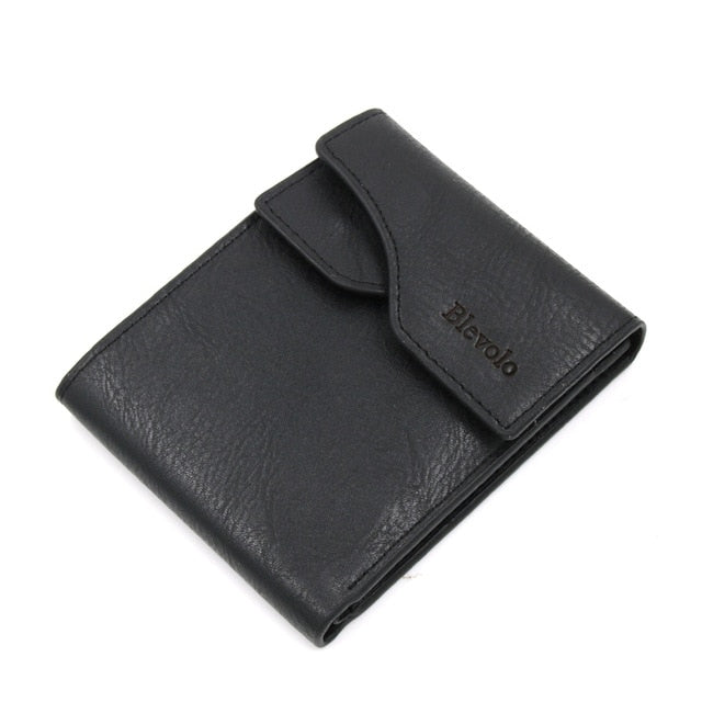 BLEVOLO Men’s Wallet Short Skin / 4 Colors - B Style Black