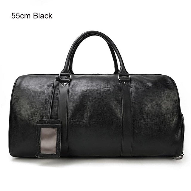 Genuine Leather Men / Women Travel Bag - Black(55cm) / Russian Federation - Black(55cm) / China