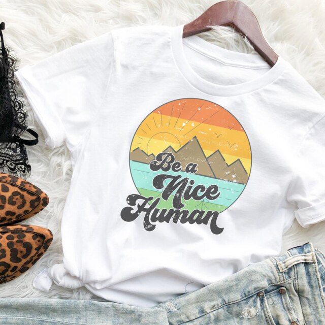 Vintage Be A Nice Human T-Shirt - white / XXXL - white / XL - white / XXL - white / M - white / L - white / S