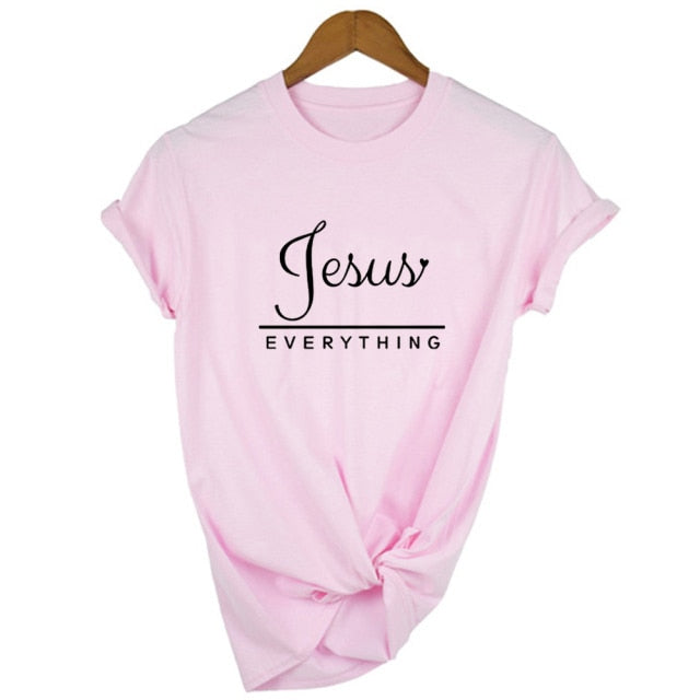 Jesus Everything Slogan Women's T-Shirt - Pink / XXL - Pink / M - Pink / S - Pink / XL - Pink / L