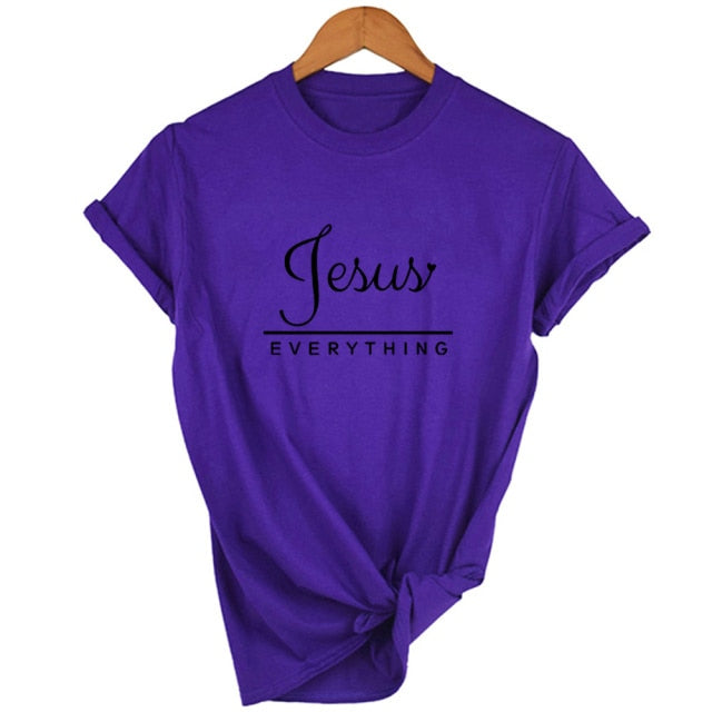 Jesus Everything Slogan Women's T-Shirt - Purple / S - Purple / L - Purple / M - Purple / XXL - Purple / XL