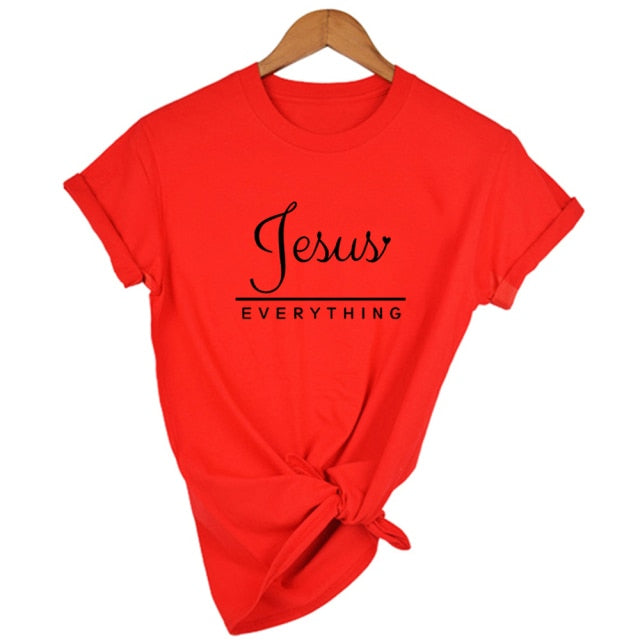 Jesus Everything Slogan Women's T-Shirt - Red / XL - Red / L - Red / XXL - Red / M - Red / S