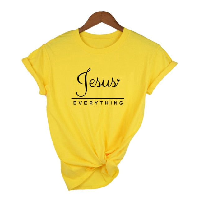 Jesus Everything Slogan Women's T-Shirt - Yellow / M - Yellow / S - Yellow / XL - Yellow / L - Yellow / XXL