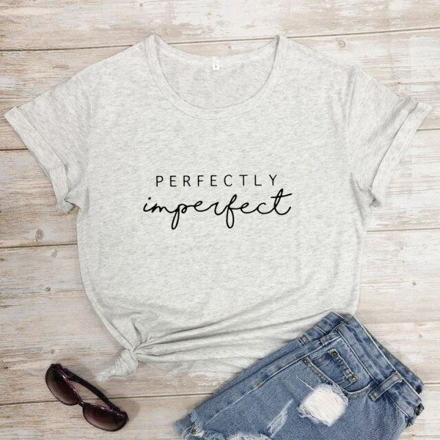 Perfectly Imperfect Women’s Inspirational T-shirt - marble-black text / XXL - marble-black text / XL - marble-black text / XXXL - marble-black text / S - marble-black text / L - marble-black text / M