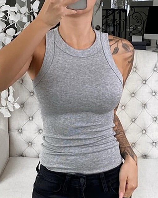 Ribbed Tank Top - gray / XL - gray / L - gray / M - gray / S - gray / XXL