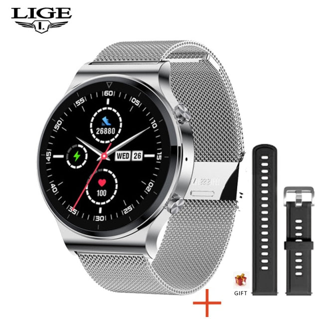 LIGE New Smart Watch with Heart Rate & Blood Pressure - Mesh belt silver / China