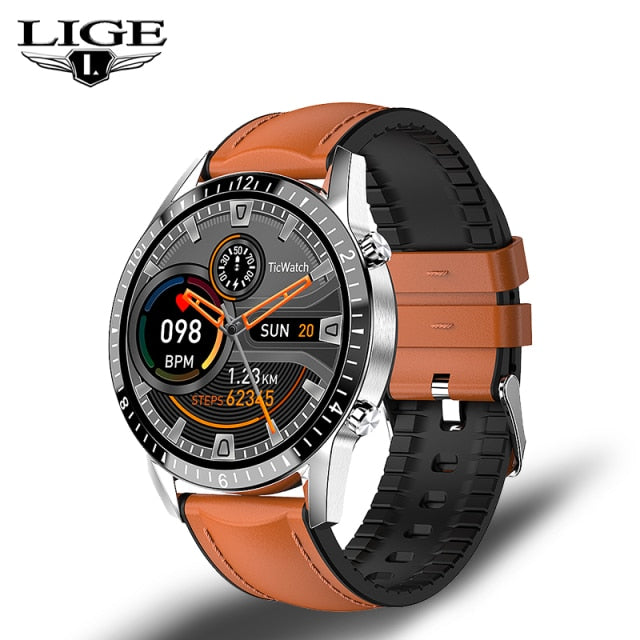 LIGE 2021 New Smart Watch Bluetooth Call Watch - Belt brown / China