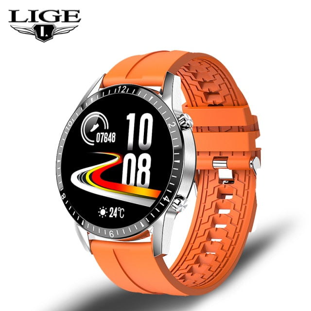 LIGE 2021 New Smart Watch Bluetooth Call Watch - Silicone orange / China