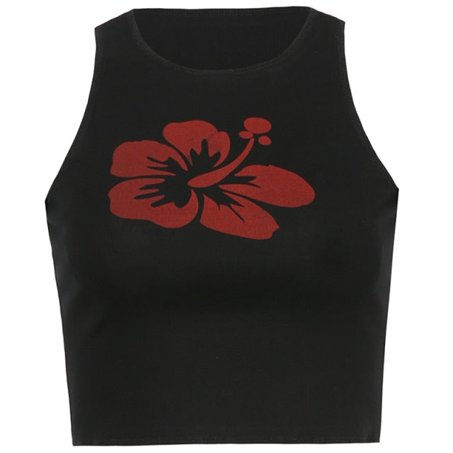 Floral Tank Tops - Black / S - Black / M - Black / L