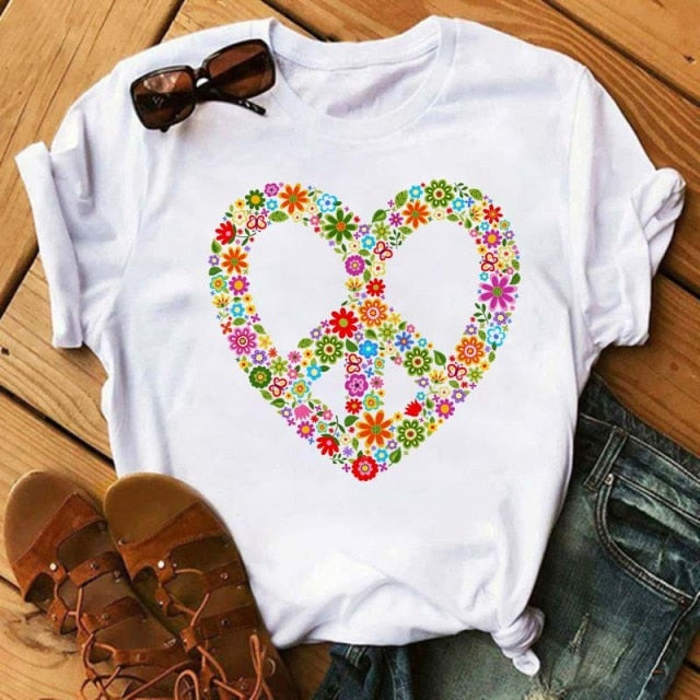 Peace Love T Shirt - BT4570 / S - BT4570 / M - BT4570 / L - BT4570 / XL