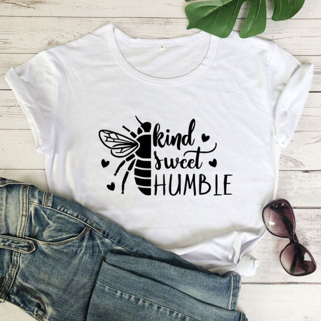 Bee Kind, Bee Sweet, Bee Humble T-shirt - white-black text / L / China - white-black text / XL / China - white-black text / XXL / China - white-black text / XXXL / China - white-black text / S / China - white-black text / M / China