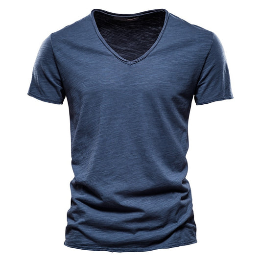 Brand Quality 100% Cotton Men T-shirt V-Neck