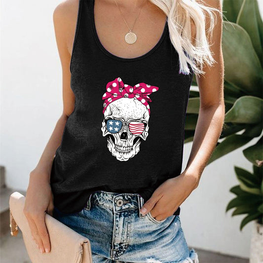 Skull Scarf Sunglasses Tank Top