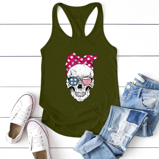 Skull Scarf Sunglasses Tank Top - AG / XXXL - AG / XXL - AG / M - AG / S - AG / XL - AG / L