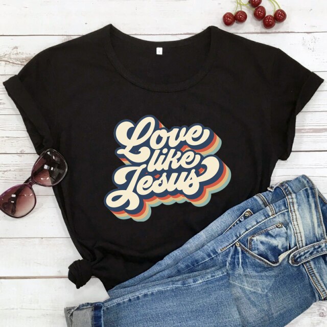 Retro Love Like Jesus Vintage T-shirt - black / XXL - black / XL - black / XXXL - black / M - black / L - black / S