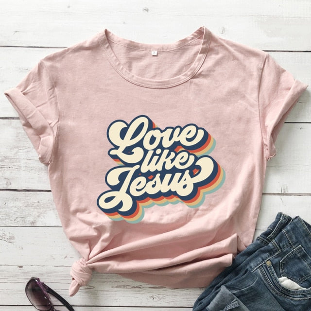 Retro Love Like Jesus Vintage T-shirt - peach / XXXL - peach / L - peach / XL - peach / S - peach / M - peach / XXL