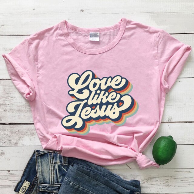 Retro Love Like Jesus Vintage T-shirt - pink / XL - pink / XXXL - pink / M - pink / L - pink / S - pink / XXL