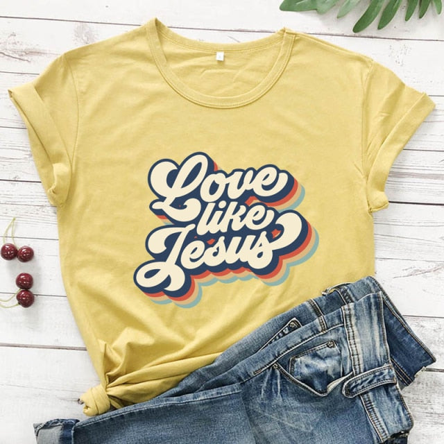 Retro Love Like Jesus Vintage T-shirt - mustard / S - mustard / XL - mustard / XXXL - mustard / M - mustard / L - mustard / XXL