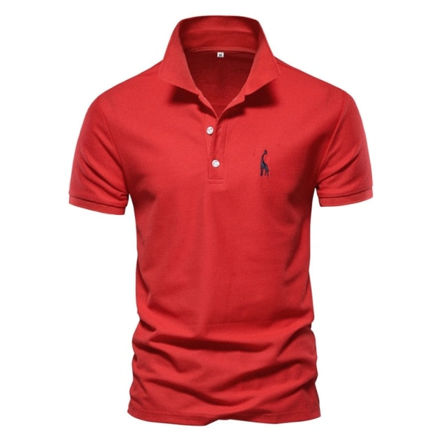 Polo Shirt Mens Casual Deer Embroidery - red / EUR 3XL 90-98 kg - red / EUR XL 75-82 kg - red / EUR XXL 82-90 kg - red / EUR M 55-65 kg - red / EUR L 65-75 kg