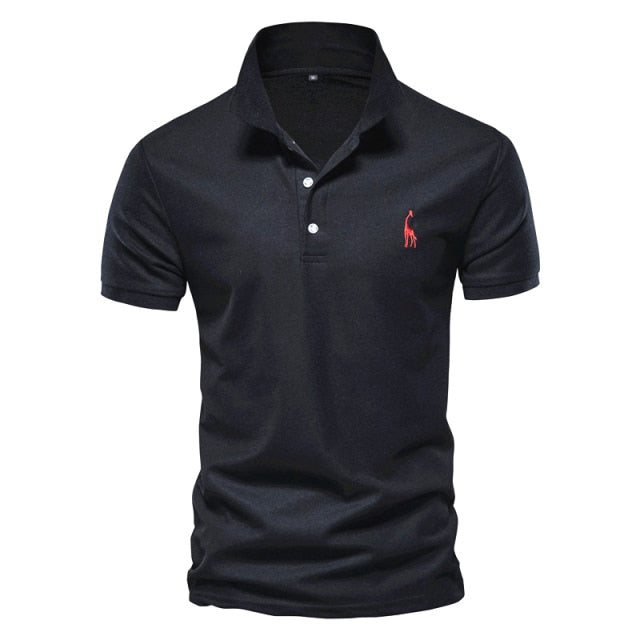 Polo Shirt Mens Casual Deer Embroidery - black / EUR 3XL 90-98 kg - black / EUR XL 75-82 kg - black / EUR XXL 82-90 kg - black / EUR M 55-65 kg - black / EUR L 65-75 kg