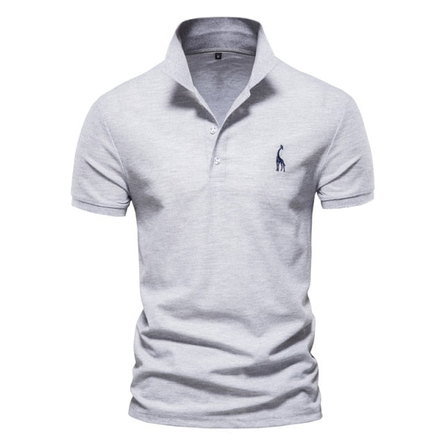 Polo Shirt Mens Casual Deer Embroidery - grey / EUR 3XL 90-98 kg - grey / EUR XL 75-82 kg - grey / EUR XXL 82-90 kg - grey / EUR M 55-65 kg - grey / EUR L 65-75 kg