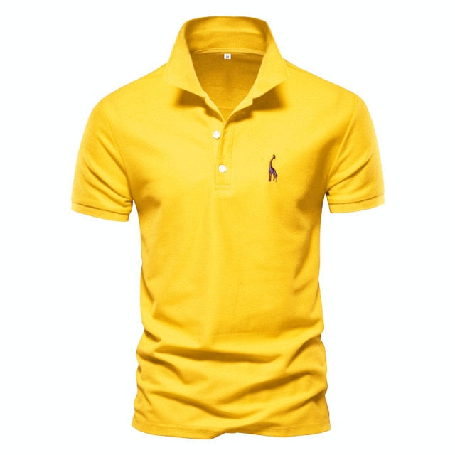 Polo Shirt Mens Casual Deer Embroidery - yellow / EUR 3XL 90-98 kg - yellow / EUR XL 75-82 kg - yellow / EUR XXL 82-90 kg - yellow / EUR M 55-65 kg - yellow / EUR L 65-75 kg