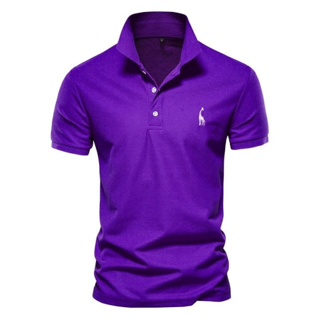 Polo Shirt Mens Casual Deer Embroidery - purple / EUR 3XL 90-98 kg - purple / EUR XL 75-82 kg - purple / EUR XXL 82-90 kg - purple / EUR M 55-65 kg - purple / EUR L 65-75 kg