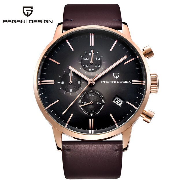 PAGANI DESIGN Aviator Watch - leather rose black B / China