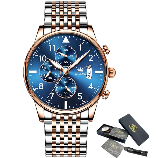 OLEVS New Aviator Watch - Golden Blue / China / No